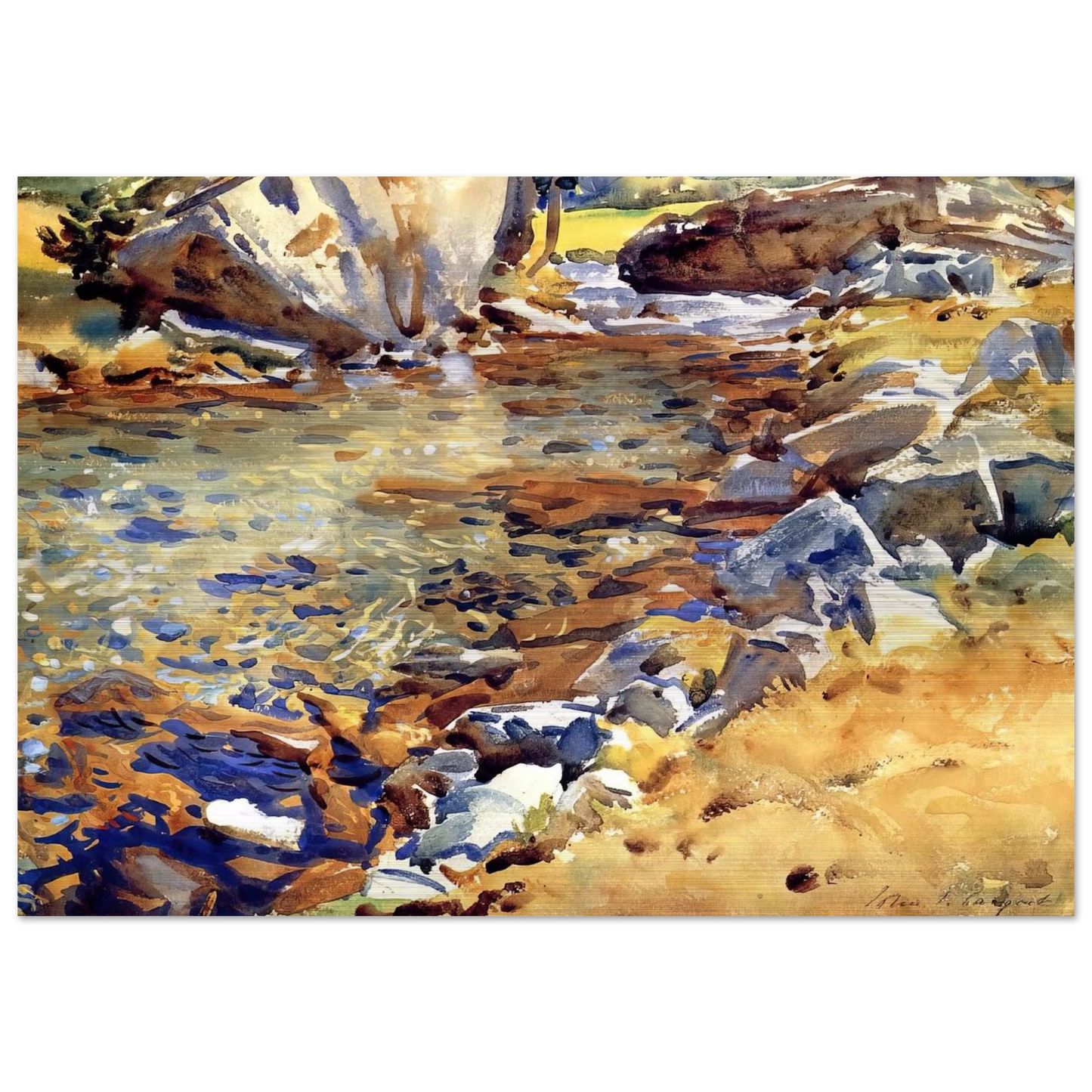 Brook among Rocks - John Singer Sargent Brushed Aluminum Print - 70x100 cm / 28x40 inches | John Singer Sargent Aluminum Print | John Singer Sargent Prints