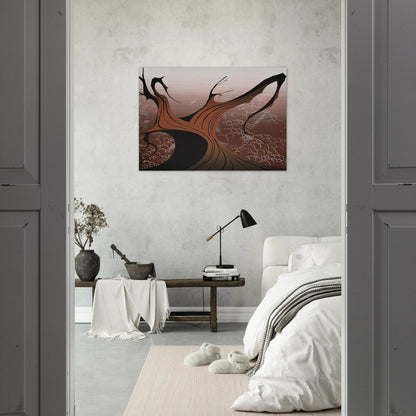 Brown Tree - Eyvind Earle Brushed Aluminum Print - 70x100 cm / 28x40 inches | Eyvind Earle Aluminum Print | Eyvind Earle Prints