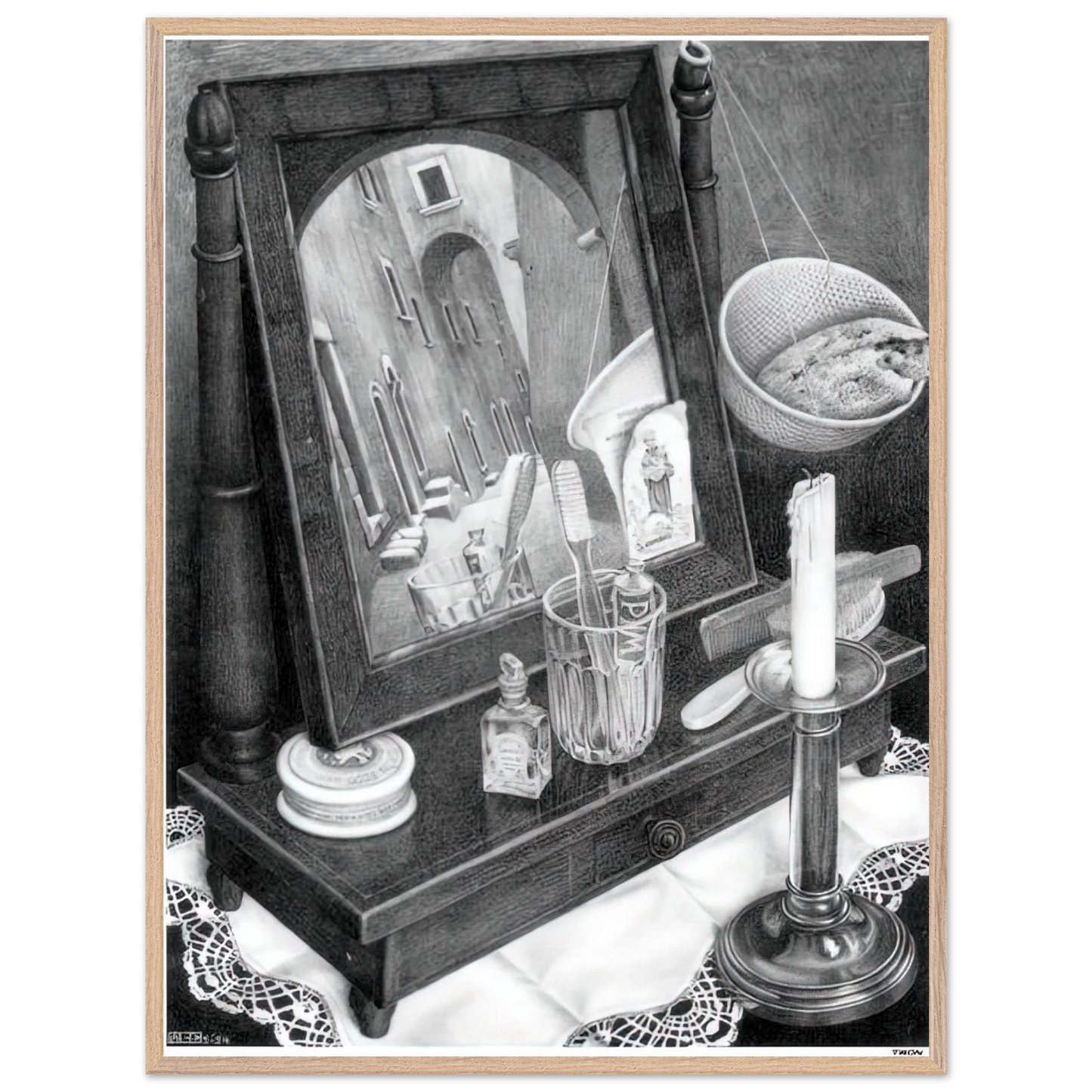 MC Escher - CANDLE MIRROR Wall Art - 60x80 cm / 24x32 inches - Fine Art Poster-canvas - -
