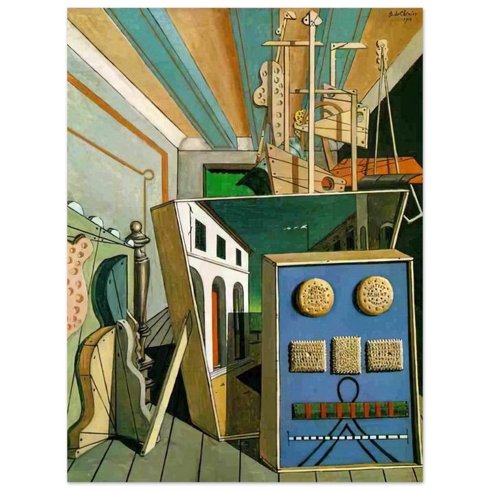 Giorgio de Chirico - METAPHYSICAL INTERIOR WITH BISCUITS 1916  75x100 cm / 30x40inches Fine Art Poster