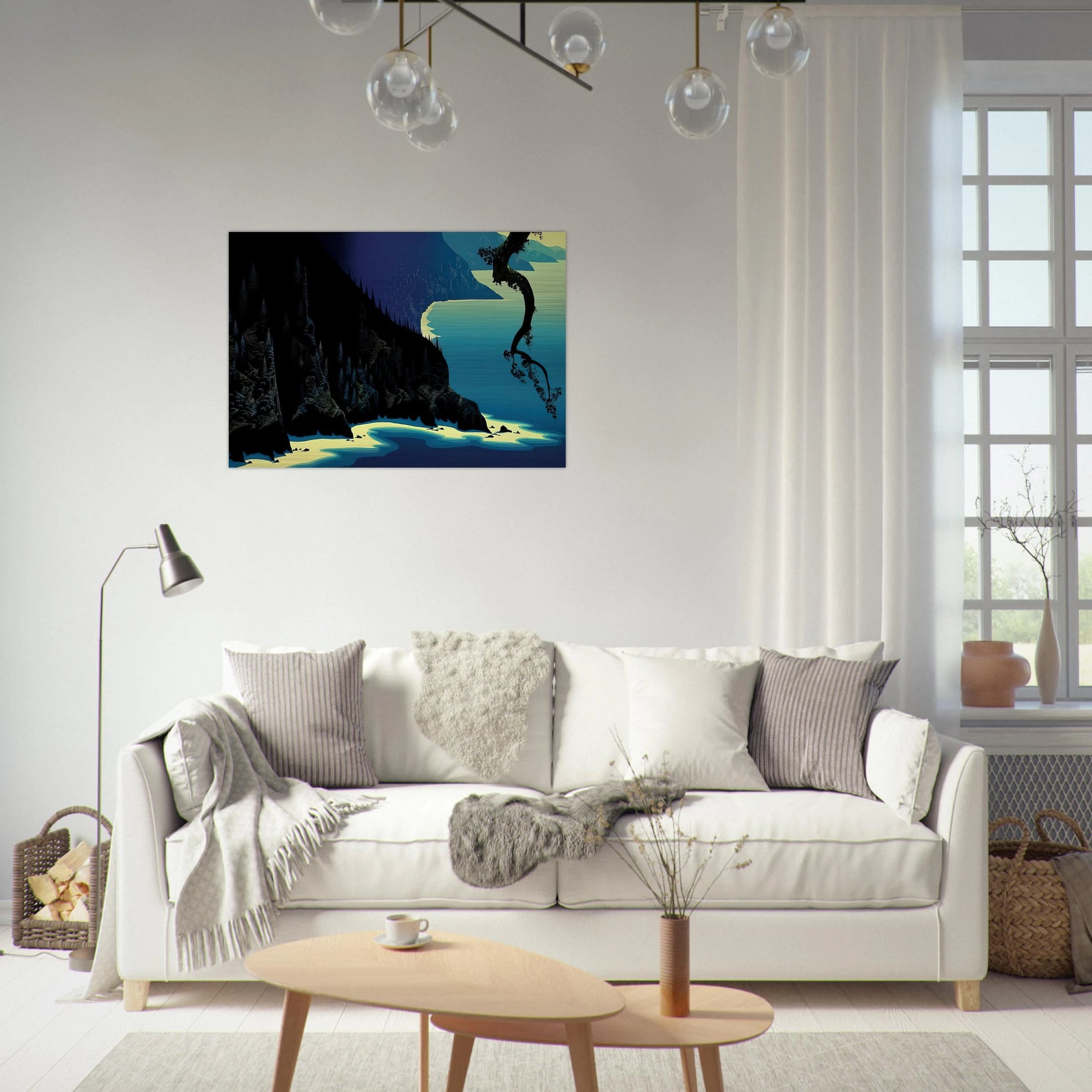 Big Sur - Eyvind Earle Brushed Aluminum Print - 70x100 cm / 28x40 inches | Eyvind Earle Aluminum Print | Eyvind Earle Prints