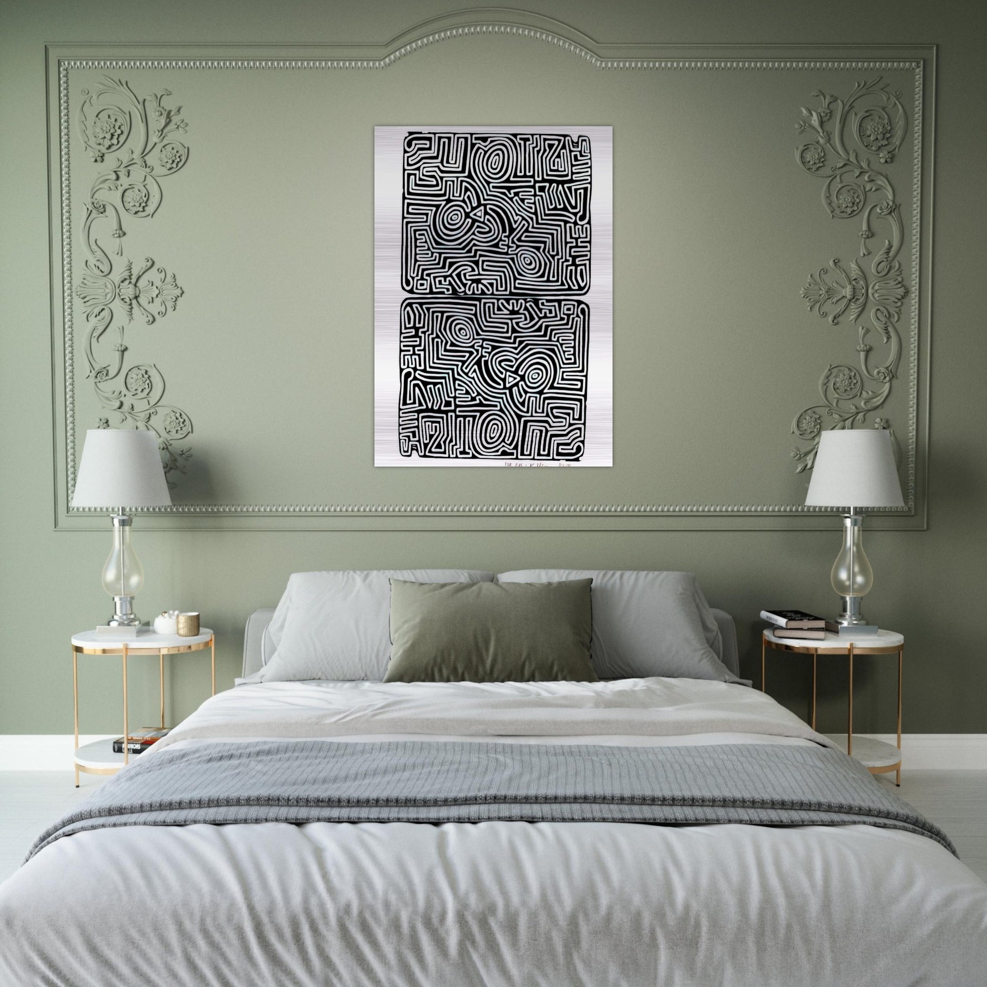 LABYRINTH 1989 - Keith Haring Brushed Aluminum Print - 70x100 cm / 28x40 inches | Keith Haring Aluminum Print | Keith Haring Prints