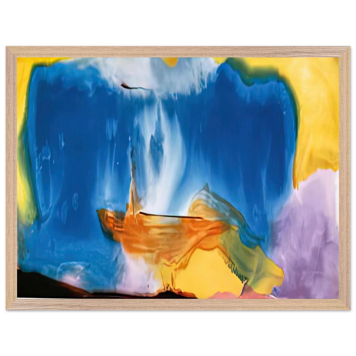 Helen Frankenthaler - Moveable Blue, 1973- Wall Art - 30x40 cm / 12x16 inches - Premium Wooden Framed Poster With Fine Art Paper-canvas - Wood frame