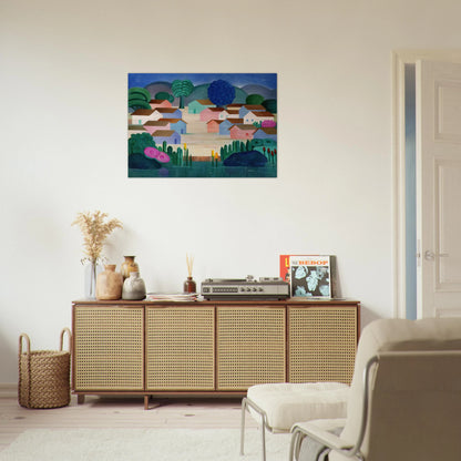 Landscape with Sixteen Houses - Tarsila do Amaral Brushed Aluminum Print - 70x100 cm / 28x40 inches | Tarsila do Amaral Aluminum Print | Tarsila do Amaral Prints