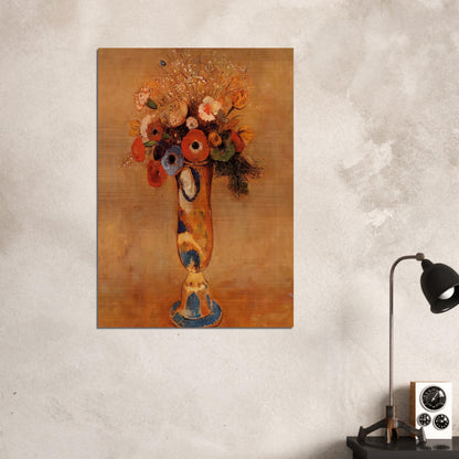 WILDFLOWERS IN A LONG NECKED VASE - Odilon Redon Brushed Aluminum Print - 70x100 cm / 28x40 inches | Odilon Redon Aluminum Print | Odilon Redon Prints