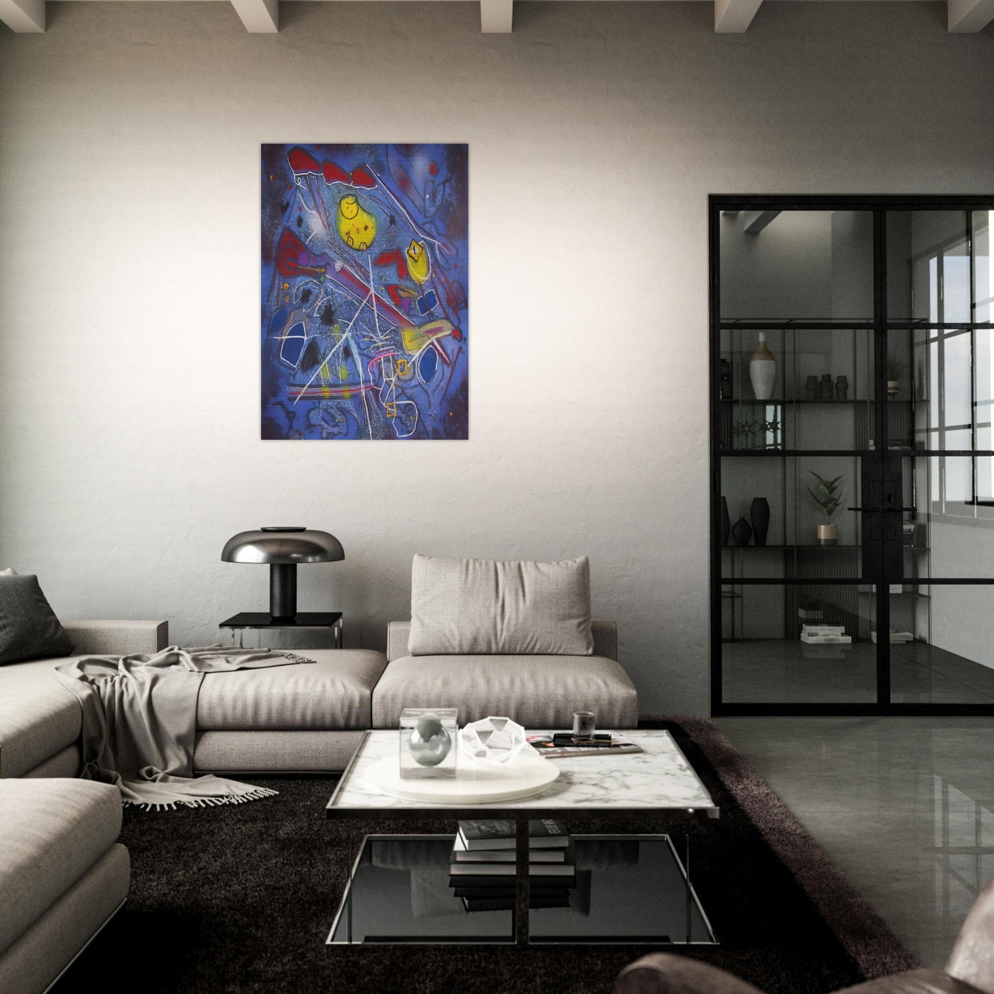 REDNESS OF BLUE 1996 - Roberto Matta Brushed Aluminum Print - 70x100 cm / 28x40 inches | Roberto Matta Aluminum Print | Roberto Matta Prints