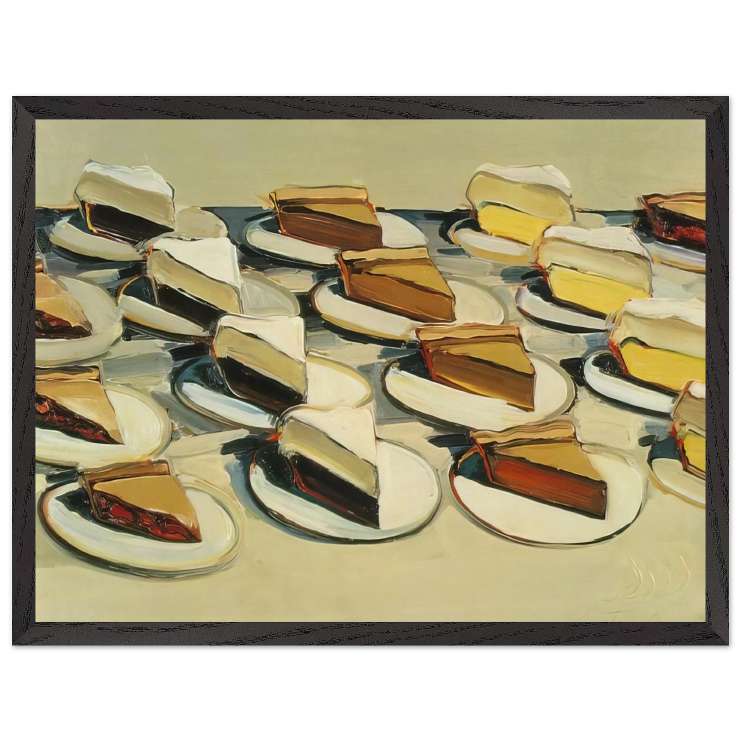 Wayne Thiebaud - Pies, Pies, Pies - 1961 Wall Art - 30x40 cm / 12x16 inches - Premium Wooden Framed Poster With Fine Art Paper-canvas - White frame
