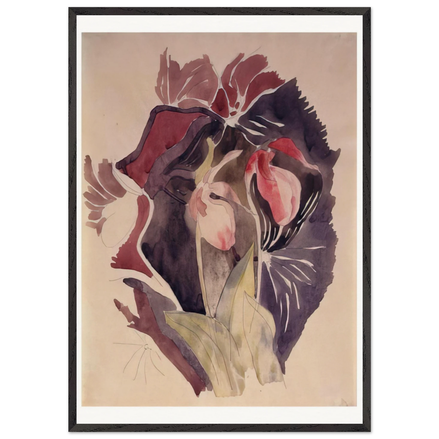 Wild Orchids - 1920 - Charles Demuth 70x100 cm / 28x40 inches Framed Art Print – Black Wooden Frame