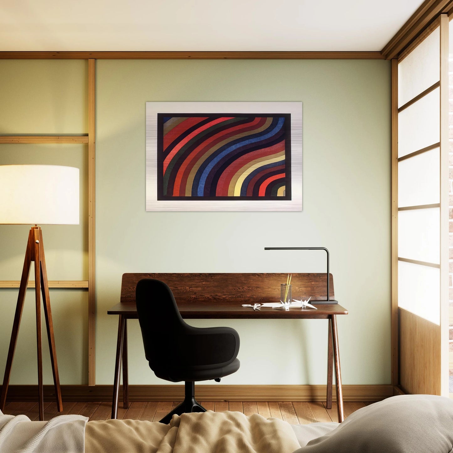 Two Centimeter Wavy Bands in Colors - Sol LeWitt Brushed Aluminum Print - 70x100 cm / 28x40 inches | Sol LeWitt Aluminum Print | Sol LeWitt Prints
