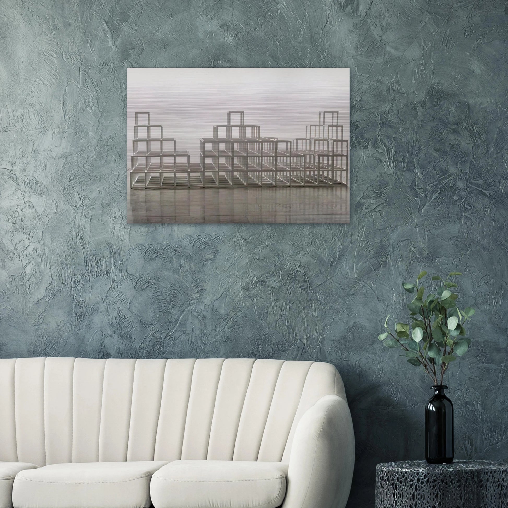 Structure with Three Towers - Sol LeWitt Brushed Aluminum Print - 70x100 cm / 28x40 inches | Sol LeWitt Aluminum Print | Sol LeWitt Prints