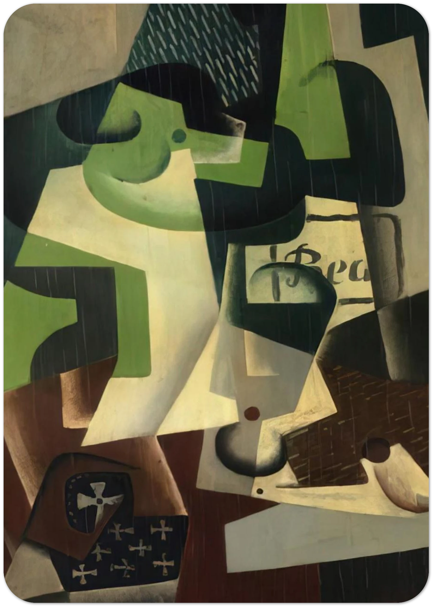 BOTTLE OF BEAUNE AND A FRUIT DISH 1917 By Juan Gris Pack of 10 Post Cards | Juan Gris Post Cards | A6 (10.5 x 14.8 cm) - 4.1 x 5.8 inches