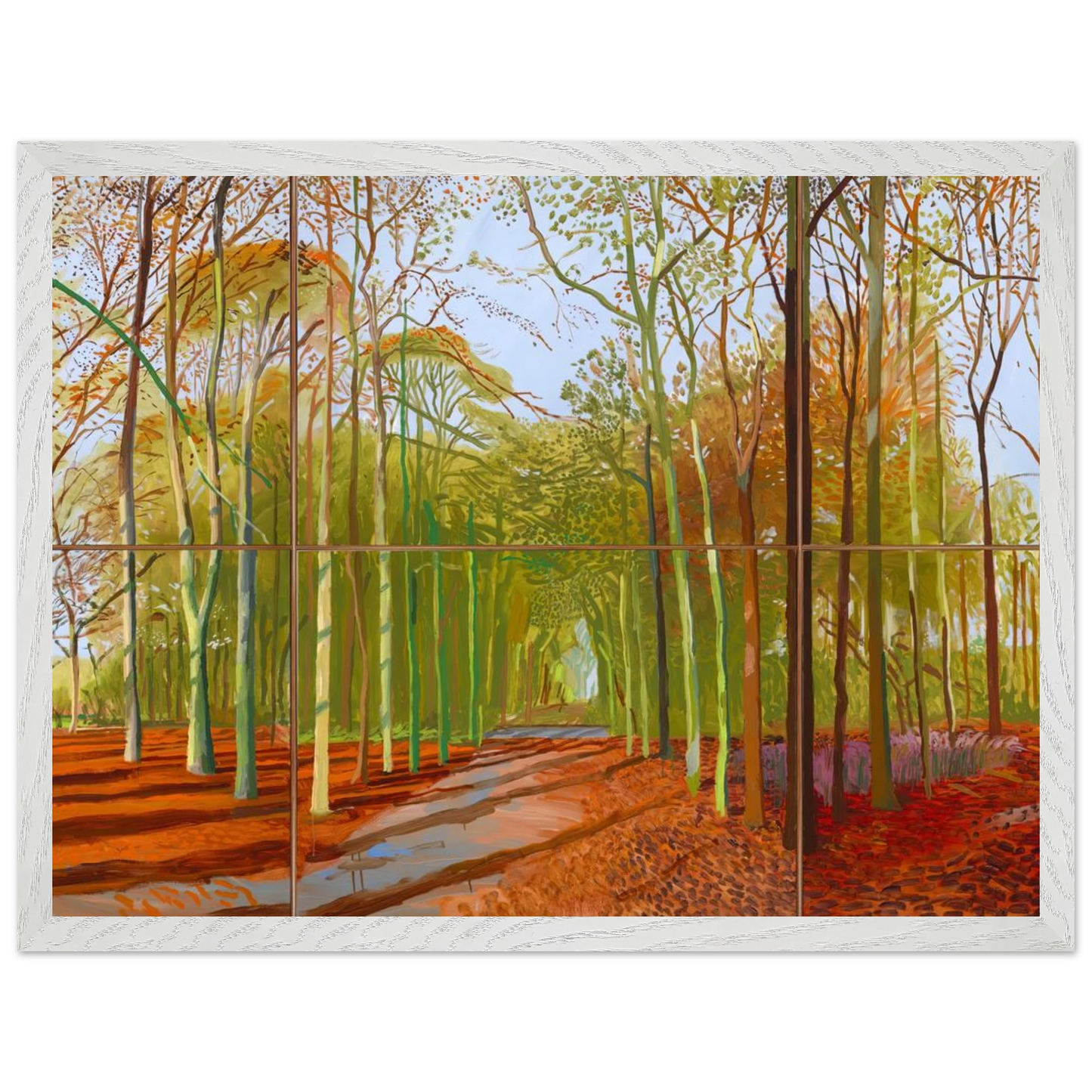 David Hockney - Woldgate Woods, 21, 23 & 29 November 2006 - 60x80 cm / 24x32 inches - Premium Wooden Framed Poster With Fine Art Paper-canvas - White frame