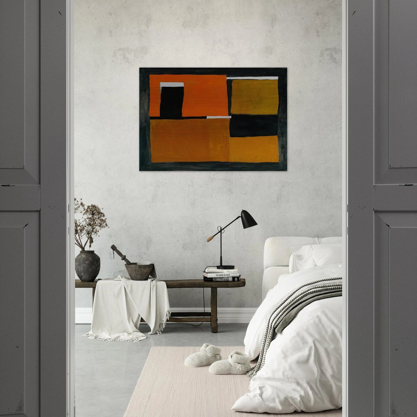 Orange, Black and White Composition - 1953 - William Scott Brushed Aluminum Print - 70x100 cm / 28x40 inches | William Scott Aluminum Print | William Scott Prints