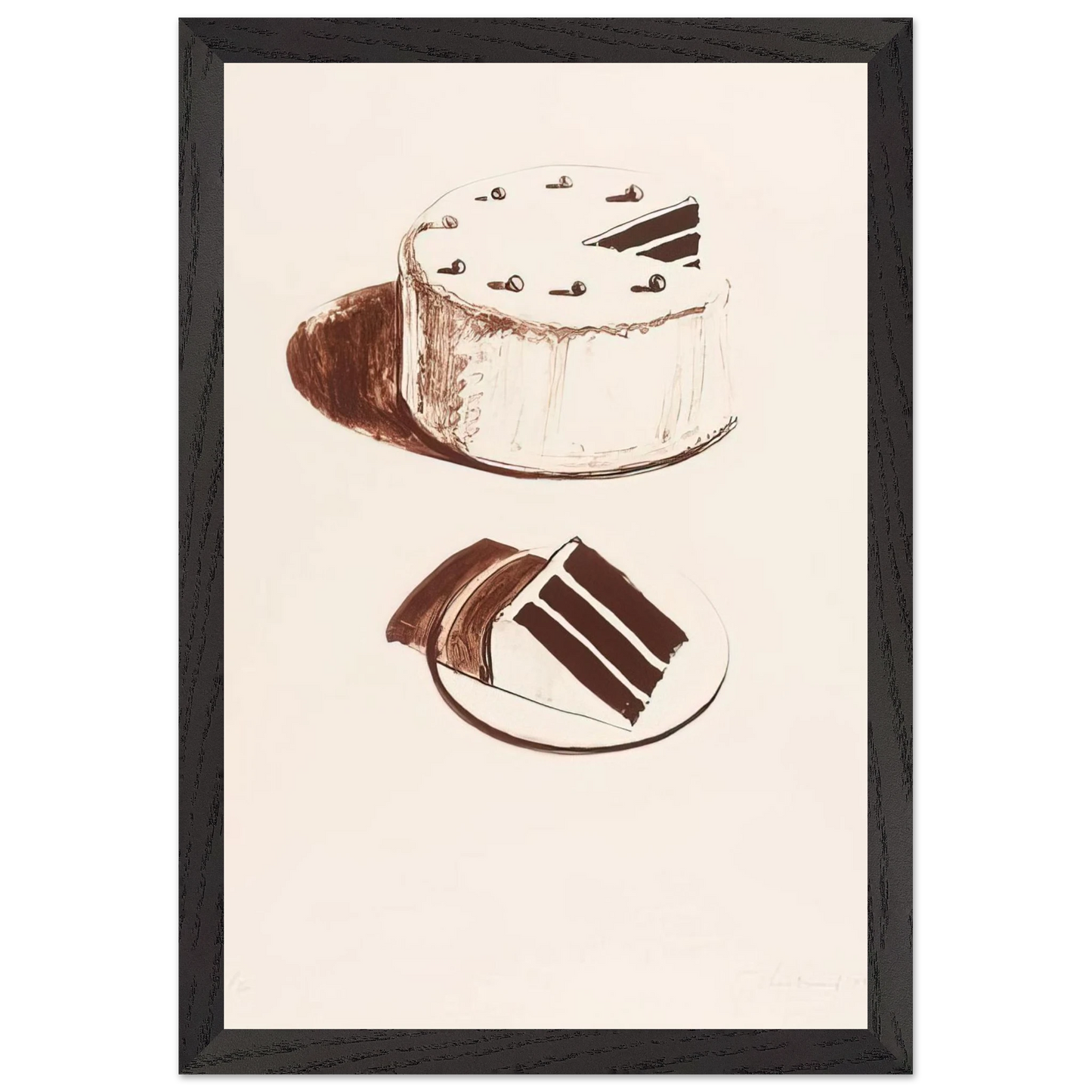 Wayne Thiebaud - Chocolate Cake - 1971 Wall Art - 60x80 cm / 24x32 inches - Fine Art Poster-canvas - -