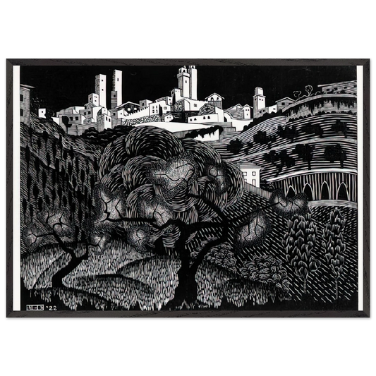 ESCHER 10 - MC Escher 70x100 cm / 28x40 inches Framed Art Print – Black Wooden Frame | Maurits Cornelis Escher Prints