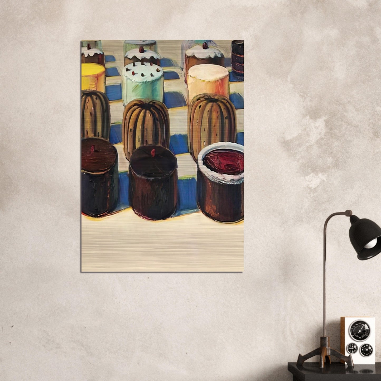 Various Cakes - 1981 - Wayne Thiebaud Brushed Aluminum Print - 70x100 cm / 28x40 inches | Wayne Thiebaud Aluminum Print | Wayne Thiebaud Prints