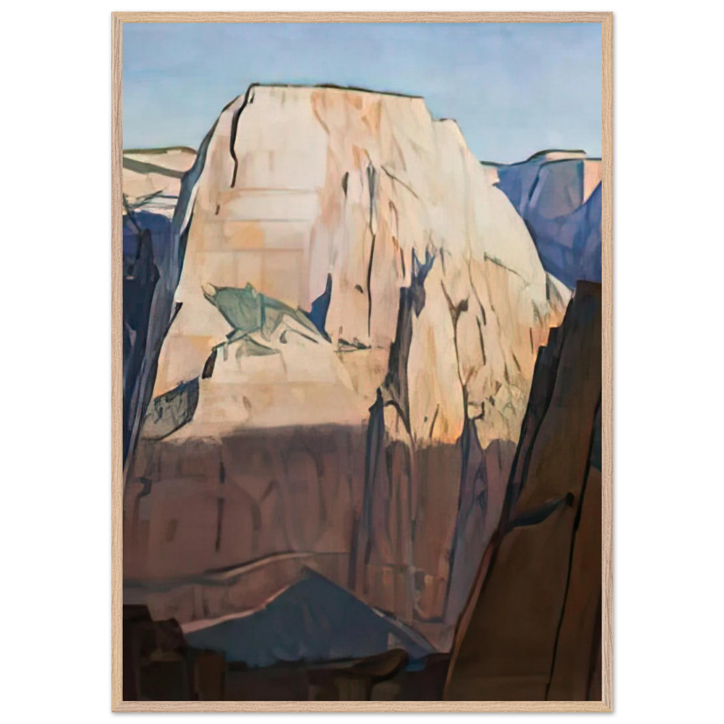 Maynard Dixon - GREAT WHITE THRONE ZION CANYON UTAH 1933 Wall art - 28x43  cm / XL (11x17 inches) - Premium Wooden Framed Poster With Fine Art Paper-canvas - Black frame
