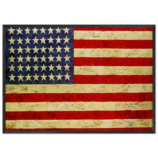 FLAG - Jasper Johns 70x100 cm / 28x40 inches Framed Art Print – Black Wooden Frame