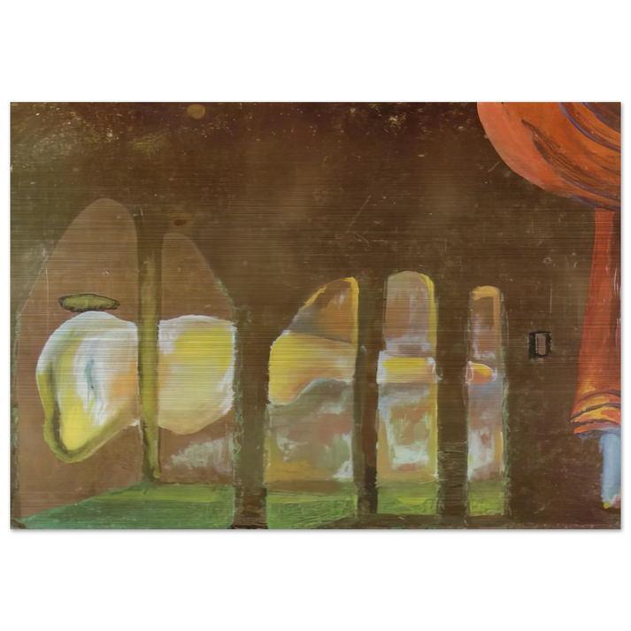 GREAT TAPEWORM MASTURBATOR APPEARS BEHIND ARCADES - Salvador Dali Brushed Aluminum Print - 70x100 cm / 28x40 inches | Salvador Dali Aluminum Print | Salvador Dali Prints