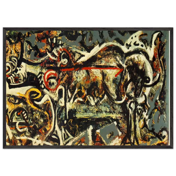 THE SHE WOLF - Jackson Pollock 70x100 cm / 28x40 inches Framed Art Print – Black Wooden Frame