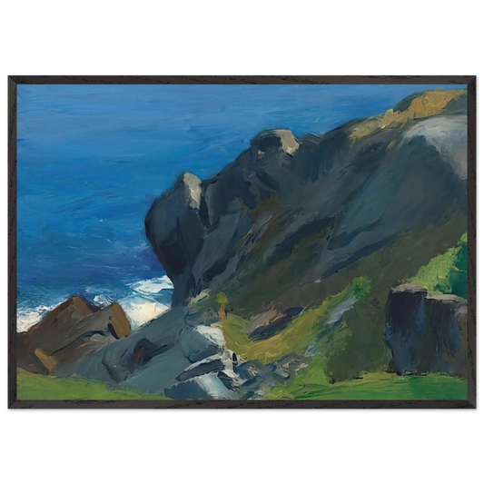 Rocky Shore and Sea - Edward Hopper 70x100 cm / 28x40 inches Framed Art Print – Black Wooden Frame