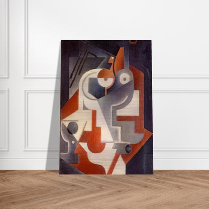 NEWSPAPER GLASS AND PEAR 1917 - Juan Gris Brushed Aluminum Print - 70x100 cm / 28x40 inches | Juan Gris Aluminum Print | Juan Gris Prints