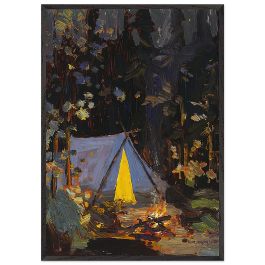 CAMPFIRE 1916 - Tom Thomson 70x100 cm / 28x40 inches Framed Art Print – Black Wooden Frame