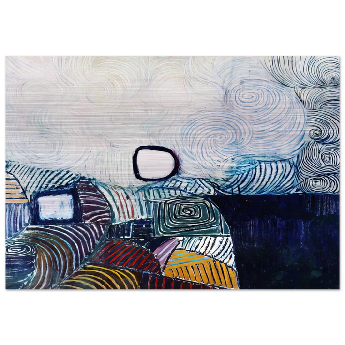 SPIRAL DEVELOPMENT IN GREEN VIOLET BLUE GOLD 1951 - Victor Pasmore Brushed Aluminum Print - 70x100 cm / 28x40 inches | Victor Pasmore Aluminum Print | Victor Pasmore Prints
