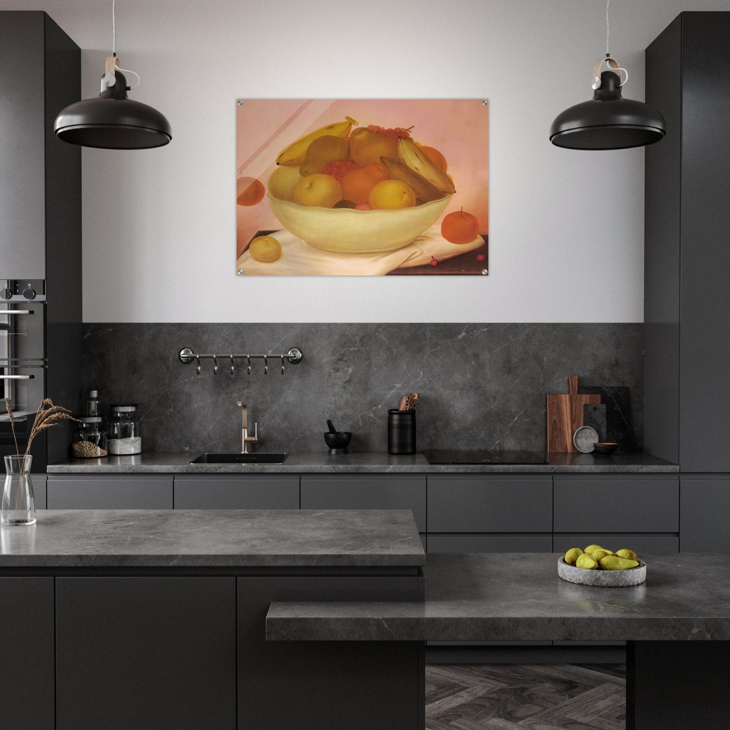 STILL LIFE WITH ORANGE FALLING - Fernando Botero Acrylic Print - 70x100 cm / 28x40″ inches