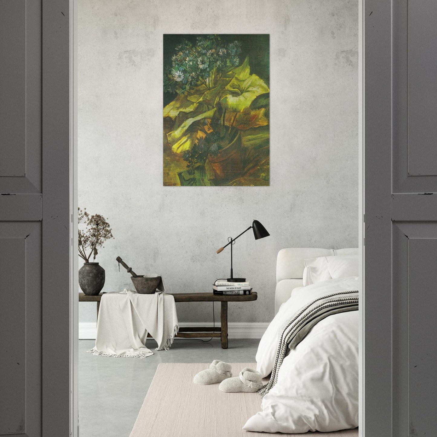 Flower Pot with Asters - Vincent van Gogh Brushed Aluminum Print - 70x100 cm / 28x40 inches | Vincent van Gogh Aluminum Print | Vincent van Gogh Prints