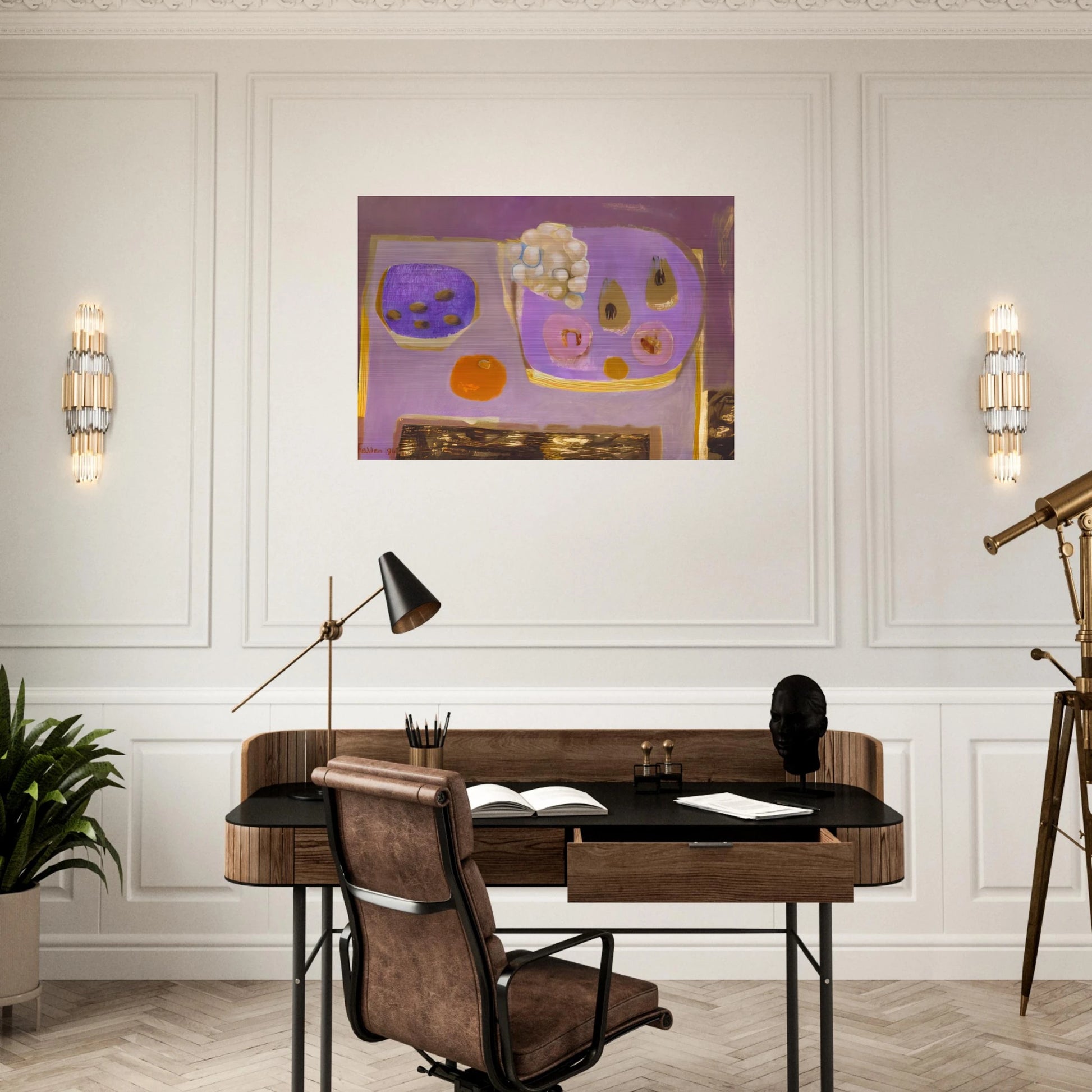 Mauve Still Life - 1968 - Mary Fedden Brushed Aluminum Print - 70x100 cm / 28x40 inches | Mary Fedden Aluminum Print | Mary Fedden Prints
