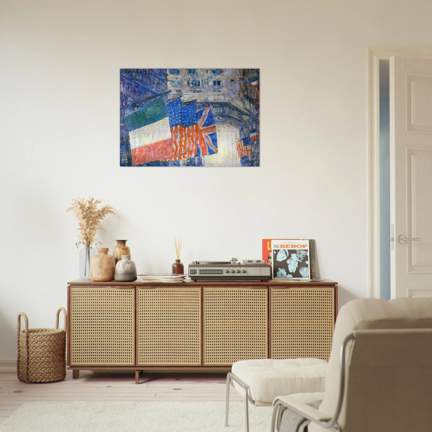 Avenue of the Allies aka Flags on the Waldorf - Childe Hassam Brushed Aluminum Print - 70x100 cm / 28x40 inches | Childe Hassam Aluminum Print | Childe Hassam Prints