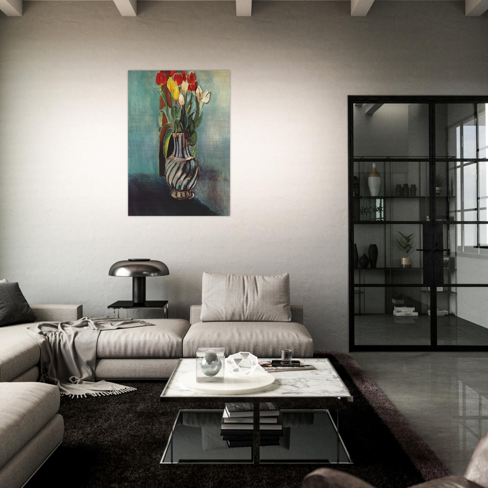 ME MYSELF STENDHAL VASE OF TULIPS 1914 - Henri Matisse Brushed Aluminum Print - 70x100 cm / 28x40 inches | Henri Matisse Aluminum Print | Henri Matisse Prints