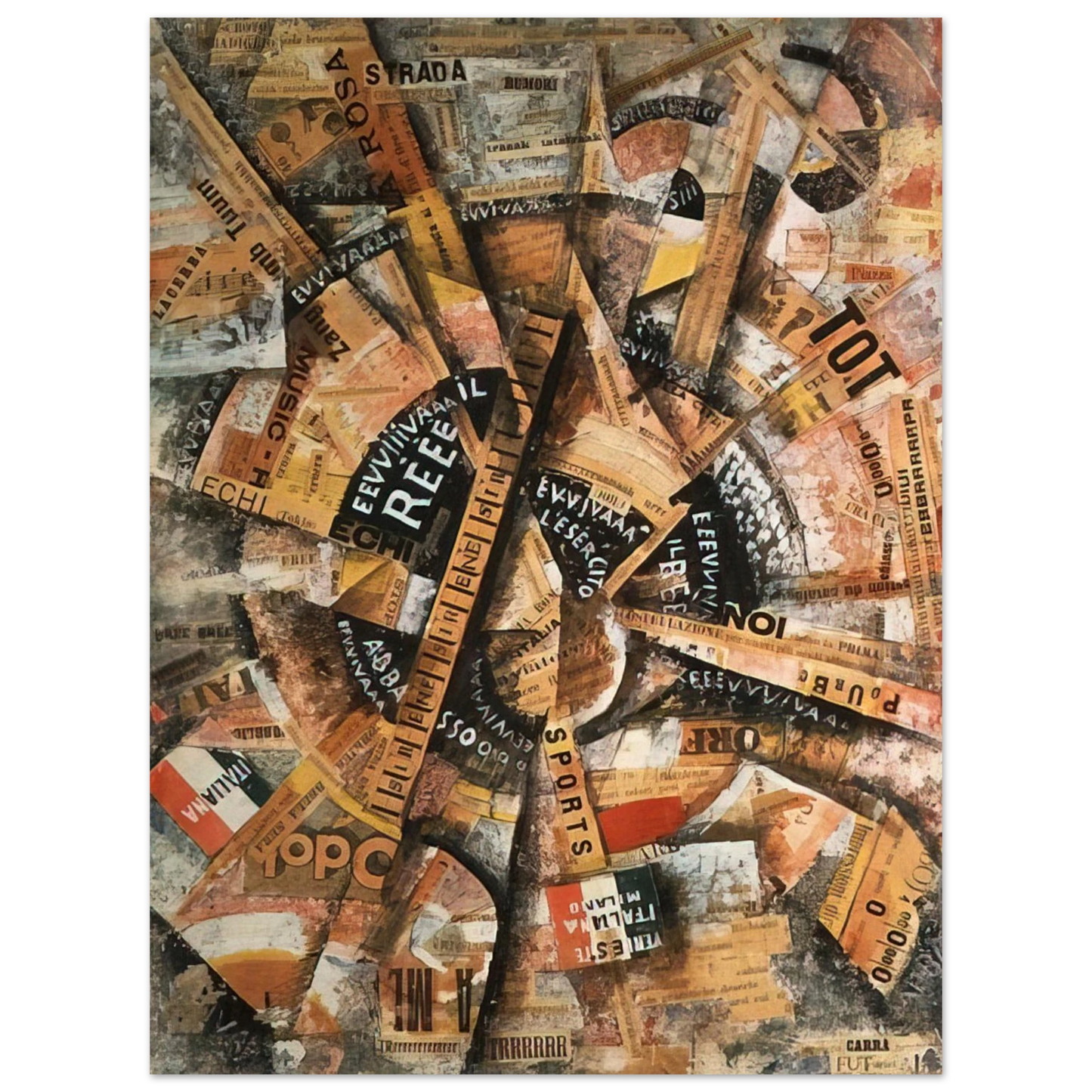 Carlo Carra - INTERVENTIONIST DEMONSTRATION PATRIOTIC HOLIDAY FREEWORD PAINTING 1914 1914  75x100 cm / 30x40inches Fine Art Poster