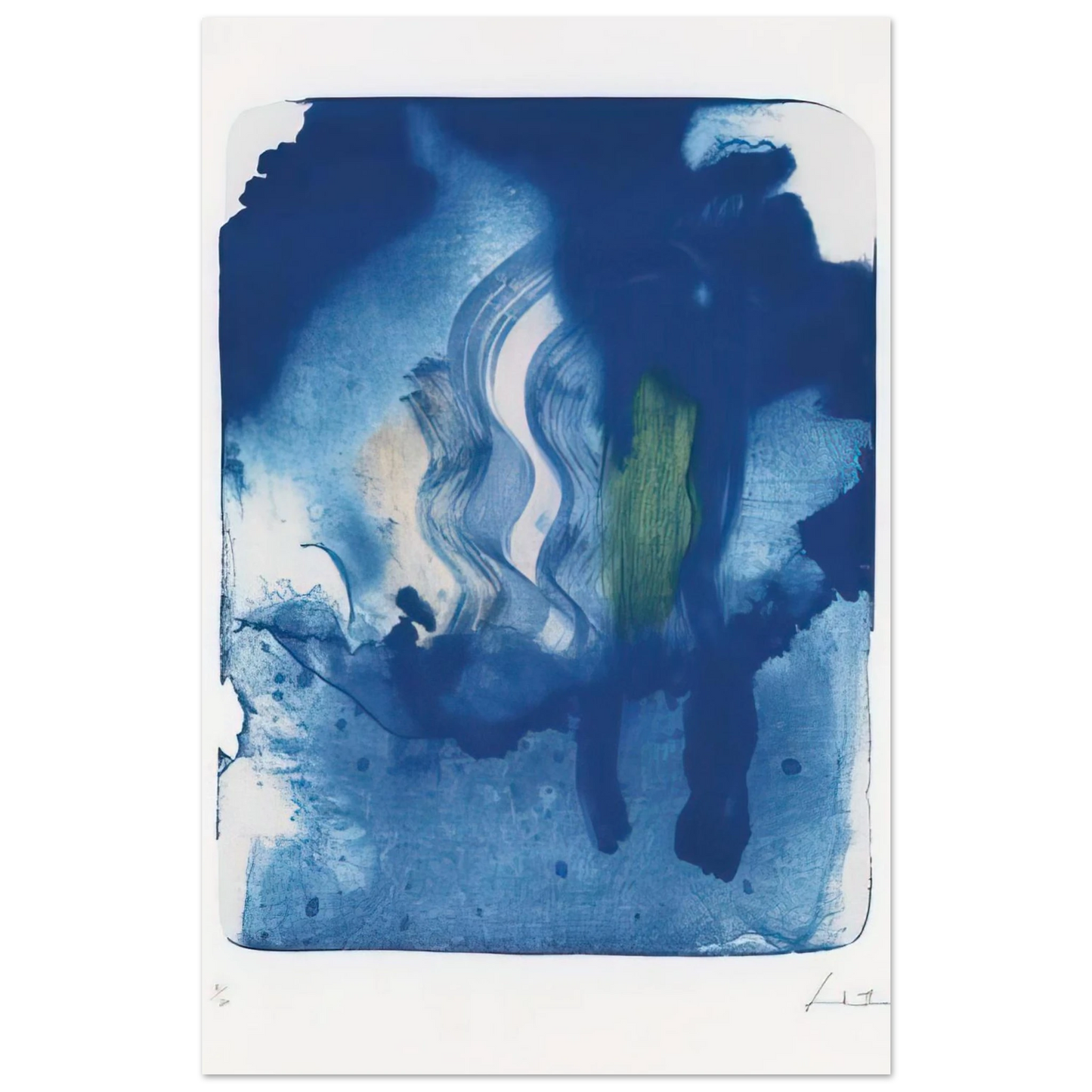 Helen Frankenthaler - Reflections V - 1995 Wall art - A1 (59.4 x 84.1  cm) - Premium Wooden Framed Poster With Fine Art Paper-canvas - Black frame