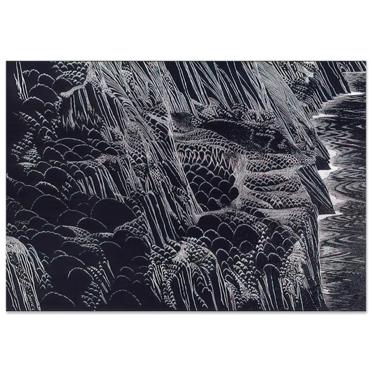 Ocean Cliffs - Eyvind Earle Brushed Aluminum Print - 70x100 cm / 28x40 inches | Eyvind Earle Aluminum Print | Eyvind Earle Prints