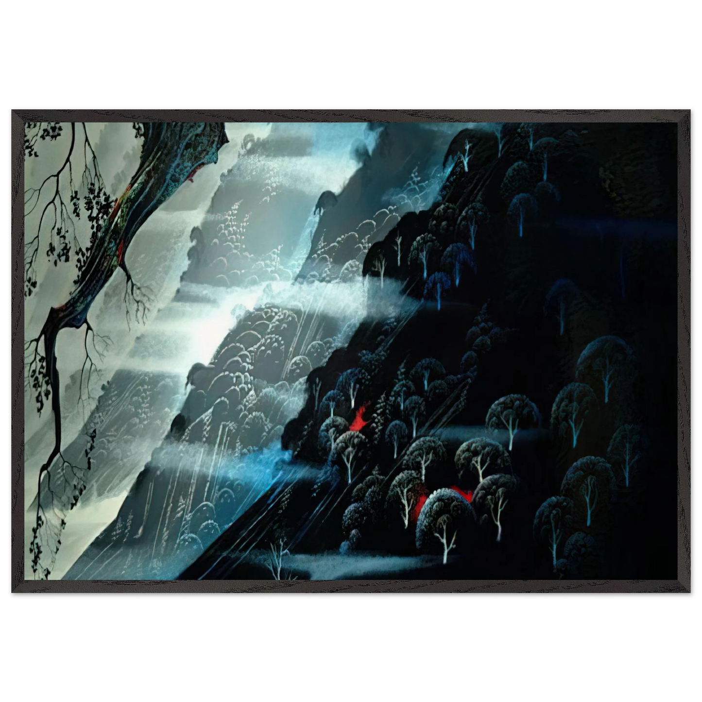 Coastline Fogl - Eyvind Earle 70x100 cm / 28x40 inches Framed Art Print – Black Wooden Frame