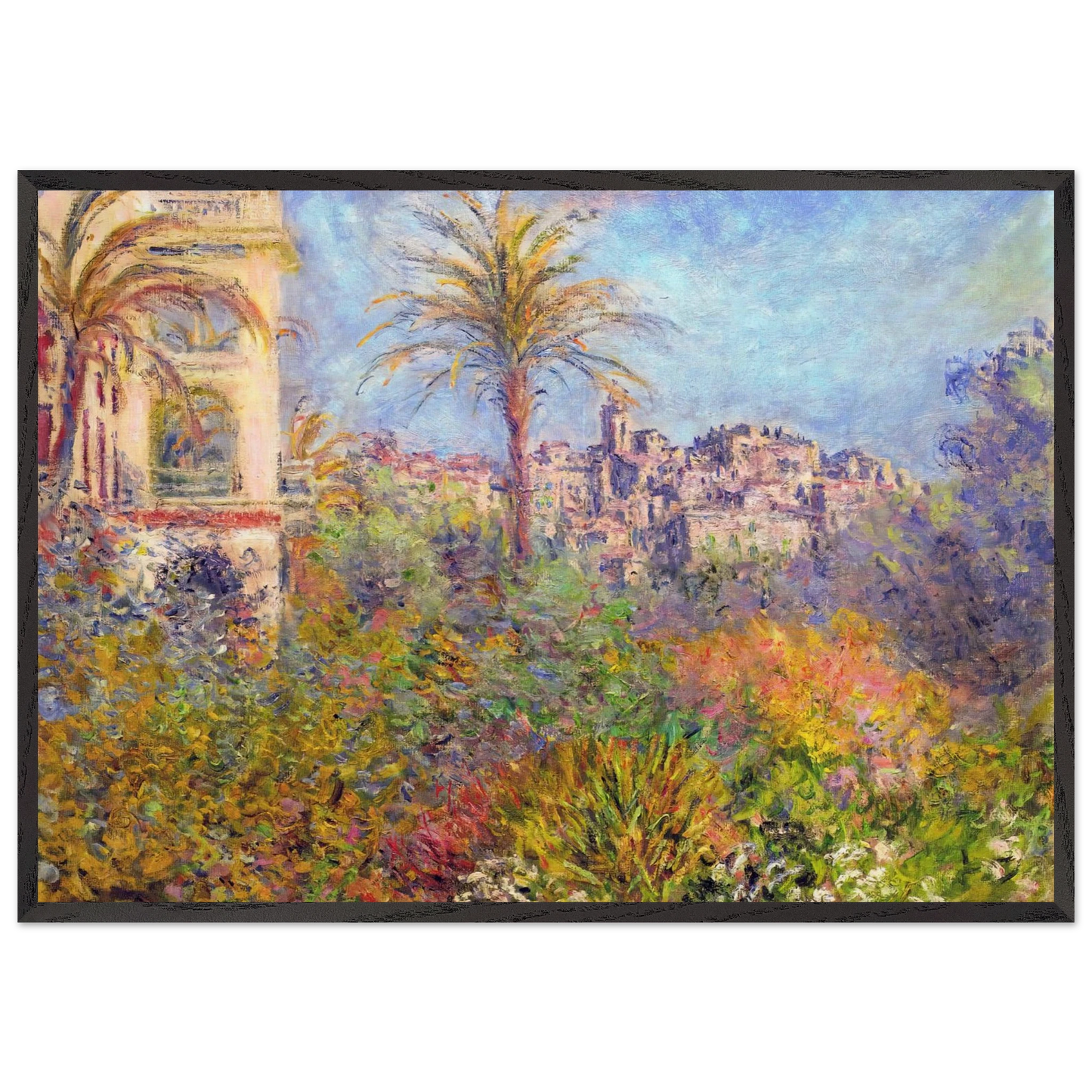 Villas at Bordighera 03 - claude monet 70x100 cm / 28x40 inches Framed Art Print – Black Wooden Frame