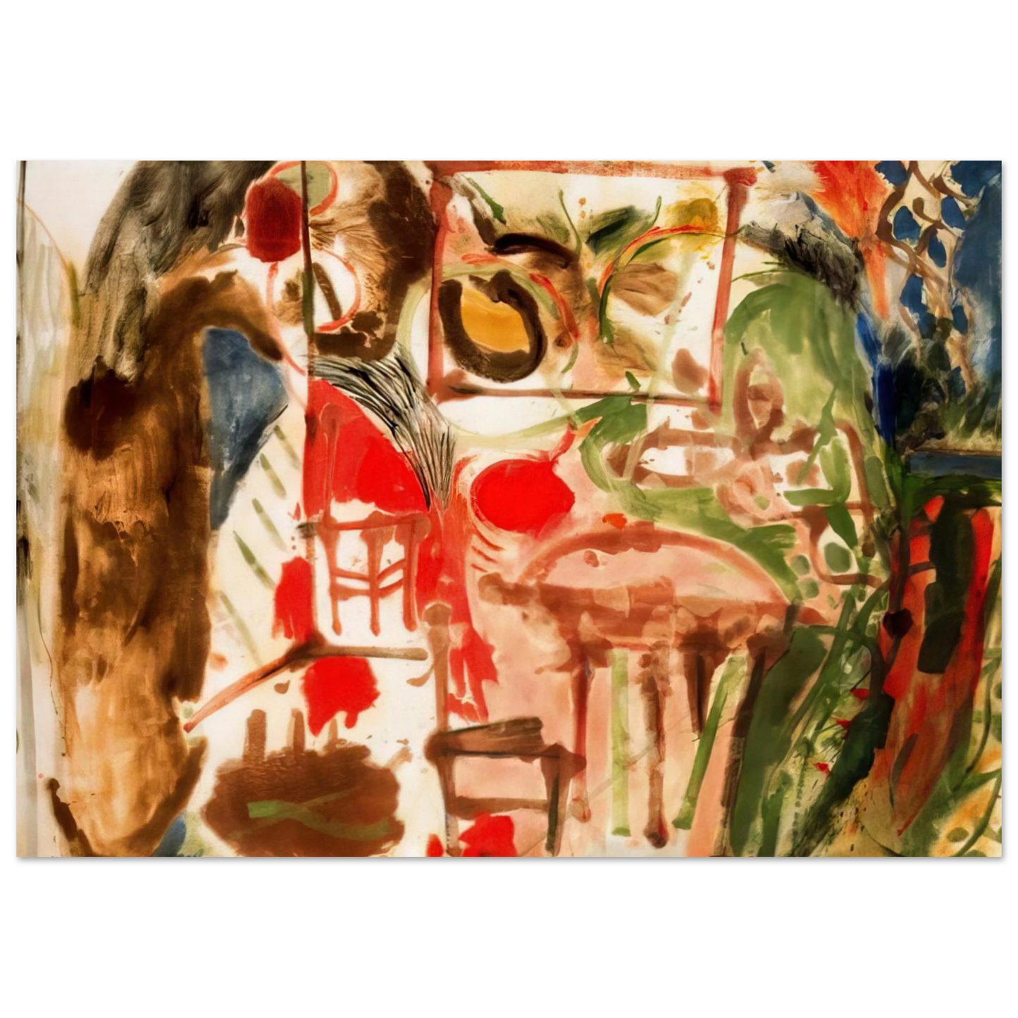 Helen Frankenthaler - Interior - 1957 Wall art - 21x29.7 cm / 8x12" - Premium Wooden Framed Poster With Fine Art Paper-canvas - Wood frame