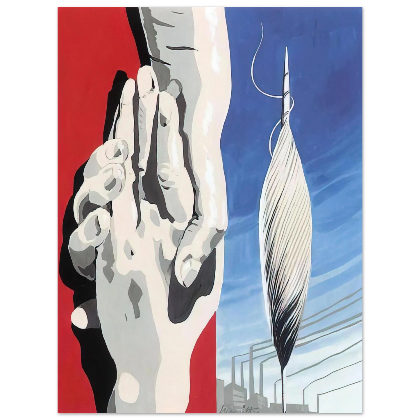 Rene Magritte - PROJECT OF POSTER THE CENTER OF TEXTILE WORKERS IN BELGIUM 1938 1  75x100 cm / 30x40inches Fine Art Poster