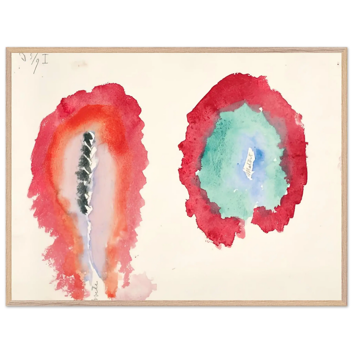 Hilma af Klint - WHEAT AND WORMWOOD 1922 Wall art - 13x18 cm / 5x7 Inches - Premium Wooden Framed Poster With Fine Art Paper - Wood frame