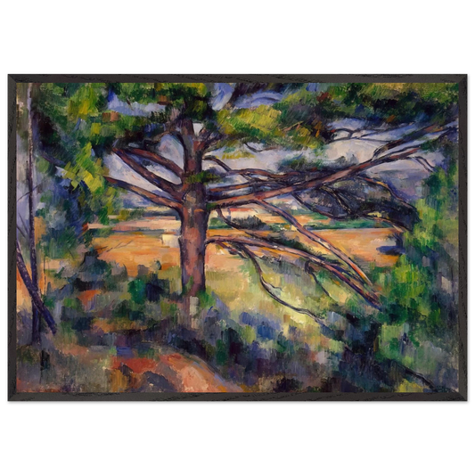 Large Pine and Red Earth - Paul Cezanne 70x100 cm / 28x40 inches Framed Art Print – Black Wooden Frame