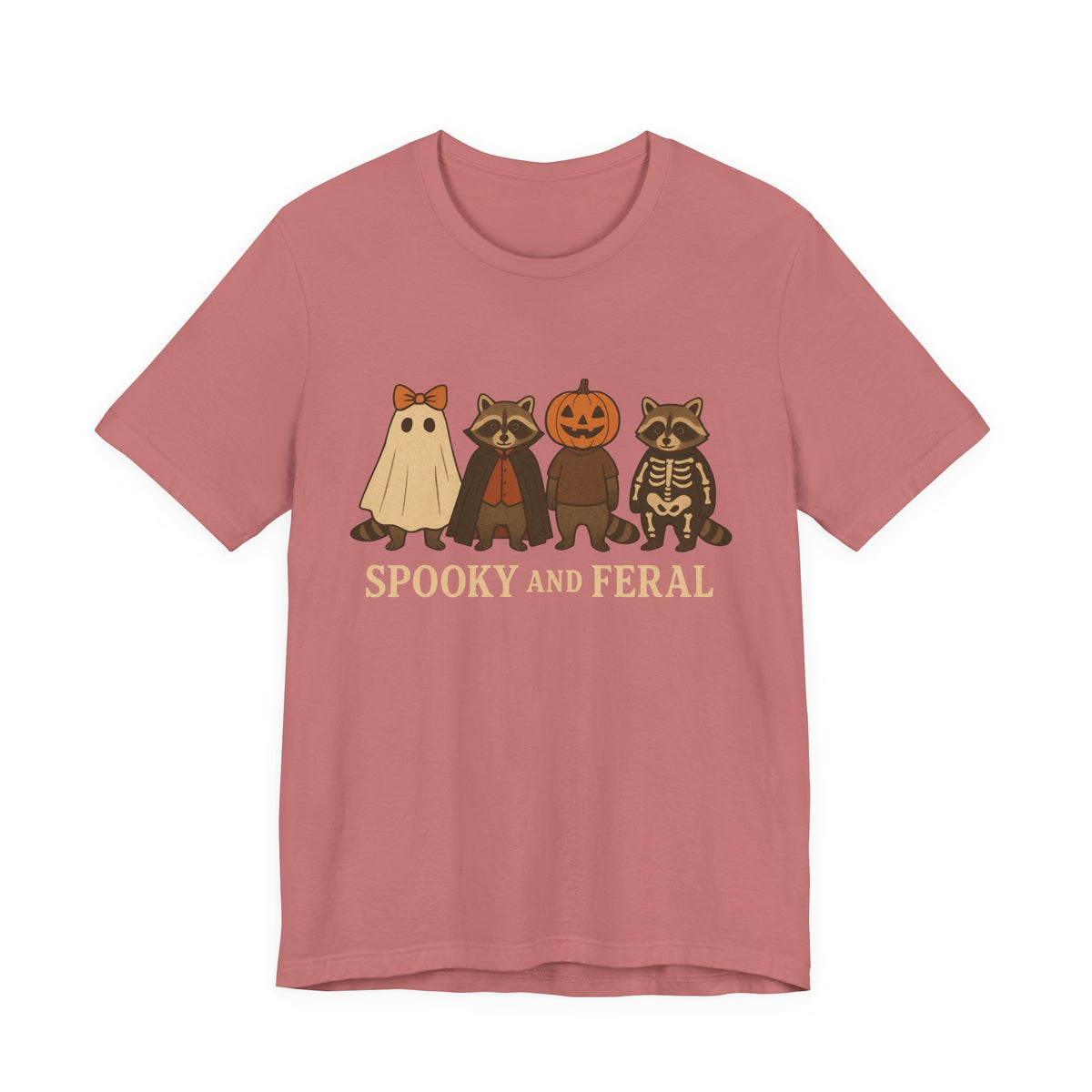 Spooky Raccoon Shirt, Grappige Halloween Grafisch T-shirt, Schattig Vintage Herfst T-shirt, Trendy Vrouwen Halloween Shirt, Feral Raccoon T-shirt
