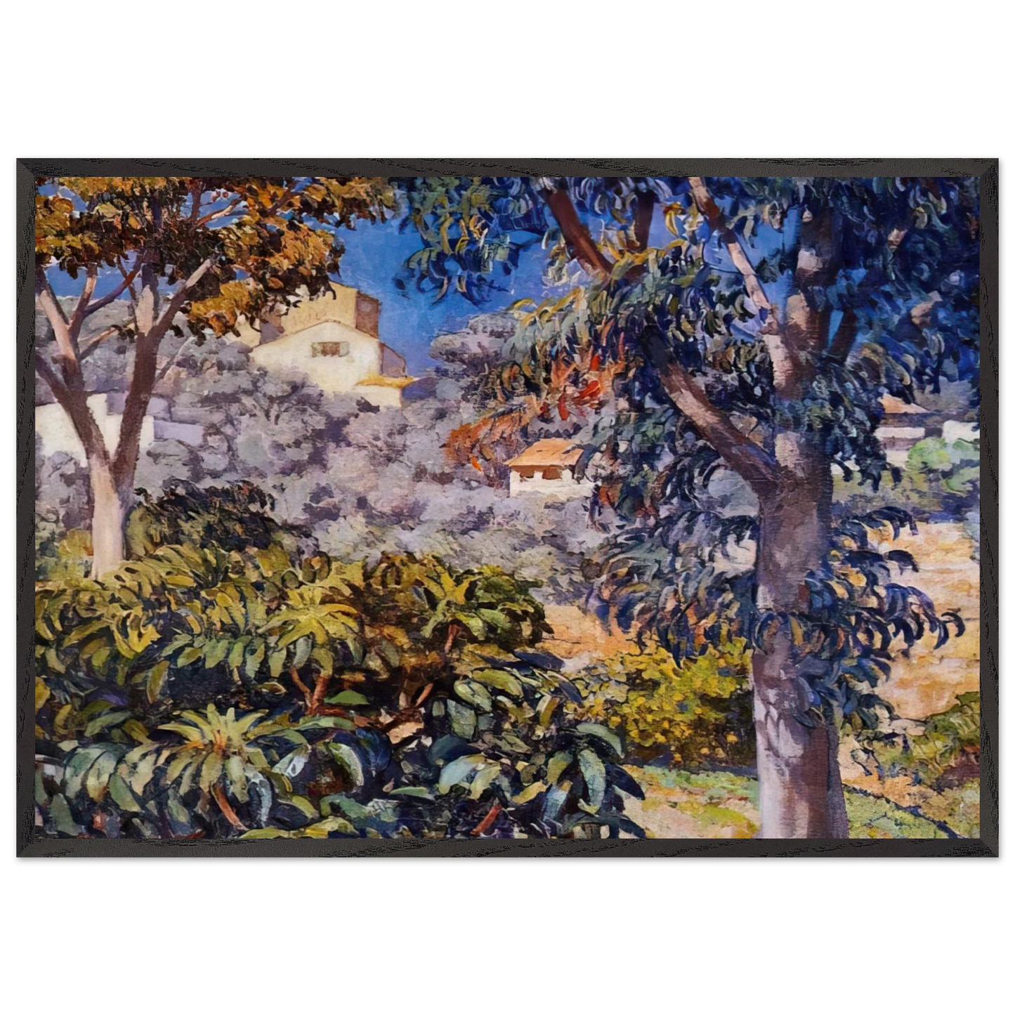 NOON LANDSCAPE - Theo van Rysselberghe 70x100 cm / 28x40 inches Framed Art Print – Black Wooden Frame