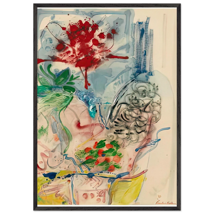 LAmour Toujours LAmour 1957- - Helen Frankenthaler 70x100 cm / 28x40 inches Framed Art Print – Black Wooden Frame