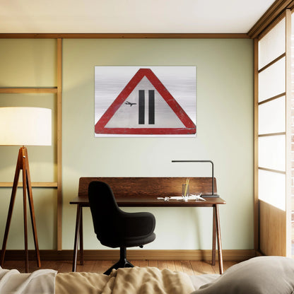 WARNING SIGN 2006 - Banksy Brushed Aluminum Print - 70x100 cm / 28x40 inches | Banksy Aluminum Print | Banksy Prints