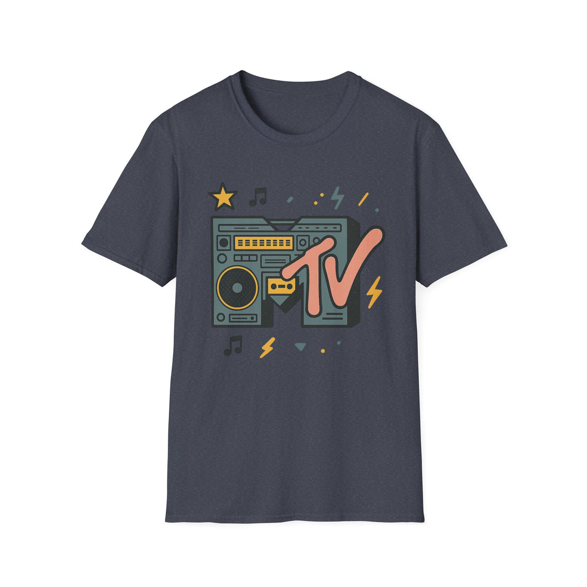 Retro MTV Vintage Luipaardprint Muziek Televisie Grafisch T-shirt 80s 90s Throwback Unisex Band Shirt Dierenprint Rockstijl T-Shirt