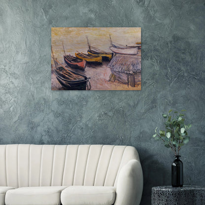 Boats on the Beach - claude monet Brushed Aluminum Print - 70x100 cm / 28x40 inches | claude monet Aluminum Print | claude monet Prints