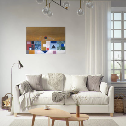 SQUARE MOTIF BLUE AND GOLD THE ECLIPSE 1950 - Victor Pasmore Brushed Aluminum Print - 70x100 cm / 28x40 inches | Victor Pasmore Aluminum Print | Victor Pasmore Prints