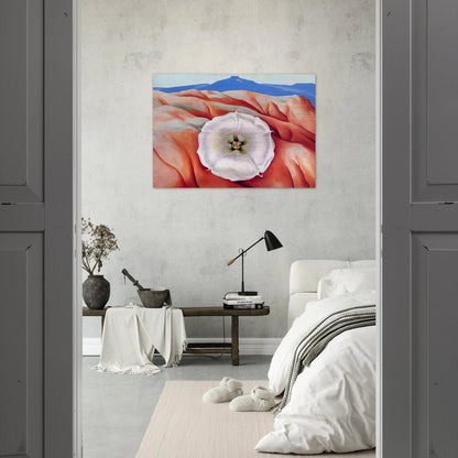 Red hills and white flower II - Georgia O'Keeffe Brushed Aluminum Print - 70x100 cm / 28x40 inches | Georgia O'Keeffe Aluminum Print | Georgia O'Keeffe Prints